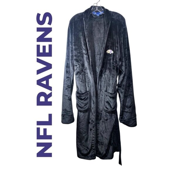 NFL BALTIMORE RAVENS Silk Touch Fleece Knee Length Belted Bath Robe, Large - Picture 3 of 10